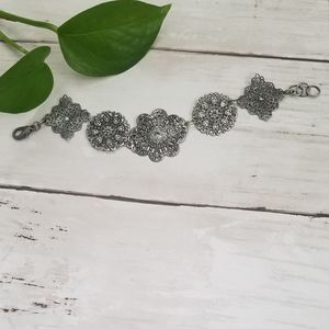 Antique Silver Filigree Ornate Bracelet
